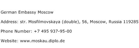 German Embassy Moscow Address Contact Number