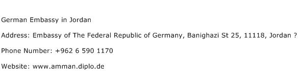 German Embassy in Jordan Address Contact Number