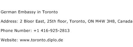 German Embassy in Toronto Address Contact Number