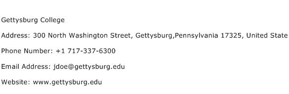 Gettysburg College Address Contact Number