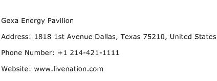 Gexa Energy Pavilion Address Contact Number