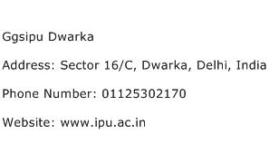 Ggsipu Dwarka Address Contact Number