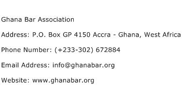 Ghana Bar Association Address Contact Number