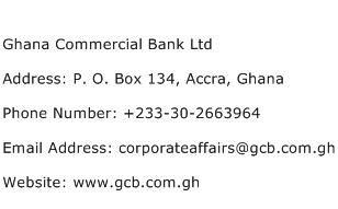 Ghana Commercial Bank Ltd Address Contact Number