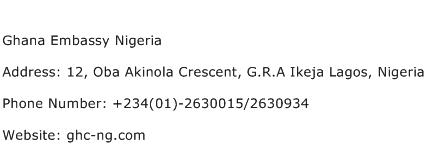 Ghana Embassy Nigeria Address Contact Number