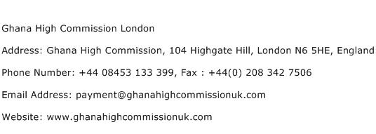 Ghana High Commission London Address Contact Number