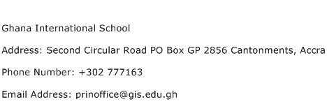 Ghana International School Address Contact Number