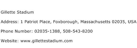 Gillette Stadium Address Contact Number