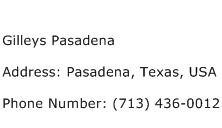 Gilleys Pasadena Address Contact Number