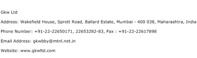 Gkw Ltd Address Contact Number