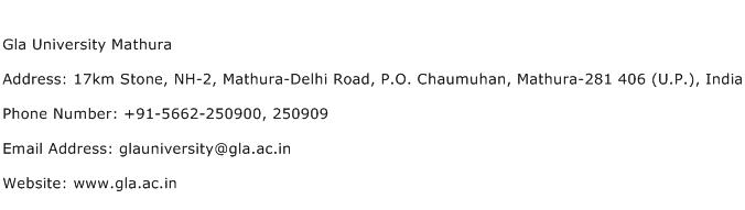 Gla University Mathura Address Contact Number