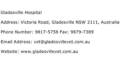 Gladesville Hospital Address Contact Number