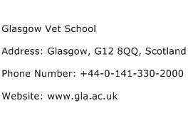 Glasgow Vet School Address Contact Number