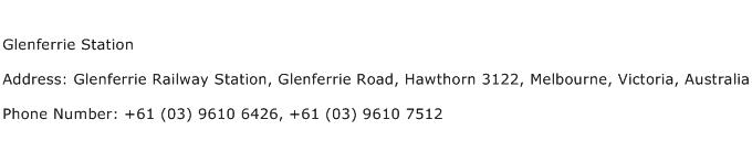 Glenferrie Station Address Contact Number