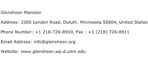 Glensheen Mansion Address Contact Number