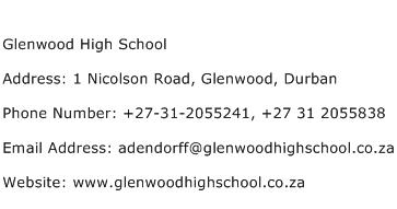 Glenwood High School Address Contact Number