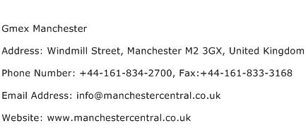 Gmex Manchester Address Contact Number