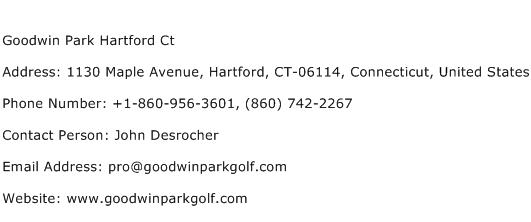 Goodwin Park Hartford Ct Address Contact Number