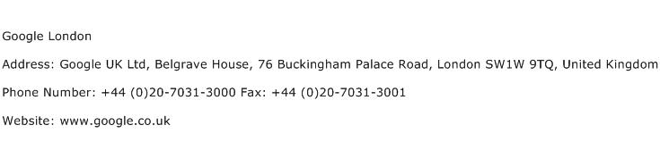 Google London Address Contact Number