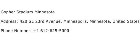 Gopher Stadium Minnesota Address Contact Number