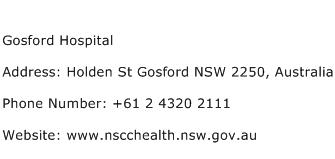 Gosford Hospital Address Contact Number