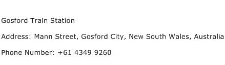 Gosford Train Station Address Contact Number