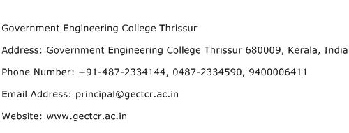 Government Engineering College Thrissur Address Contact Number