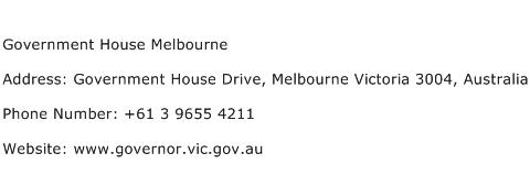 Government House Melbourne Address Contact Number
