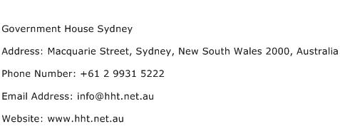 Government House Sydney Address Contact Number