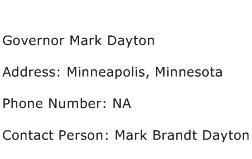 Governor Mark Dayton Address Contact Number