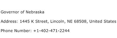 Governor of Nebraska Address Contact Number