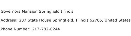 Governors Mansion Springfield Illinois Address Contact Number