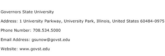 Governors State University Address Contact Number