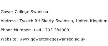 Gower College Swansea Address Contact Number
