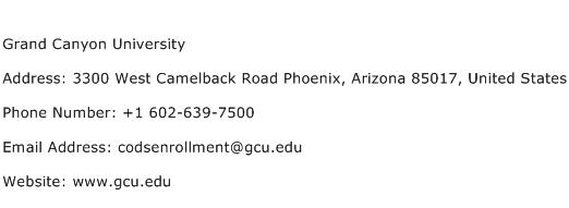 Grand Canyon University Address Contact Number