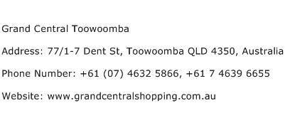Grand Central Toowoomba Address Contact Number