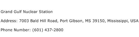 Grand Gulf Nuclear Station Address Contact Number