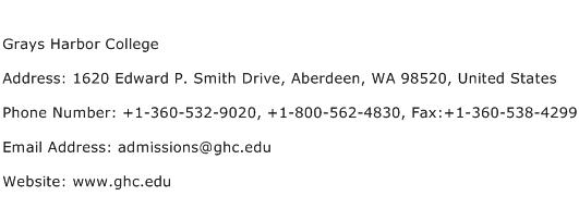 Grays Harbor College Address Contact Number