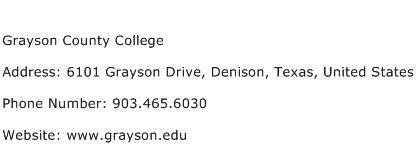 Grayson County College Address Contact Number