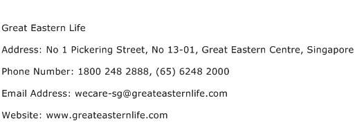 Great Eastern Life Address Contact Number