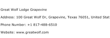 Great Wolf Lodge Grapevine Address Contact Number