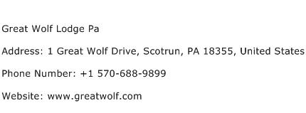 Great Wolf Lodge Pa Address Contact Number