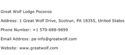 Great Wolf Lodge Poconos Address Contact Number