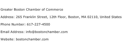 Greater Boston Chamber of Commerce Address Contact Number