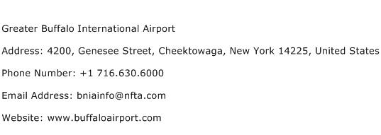 Greater Buffalo International Airport Address Contact Number