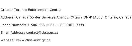 Greater Toronto Enforcement Centre Address Contact Number