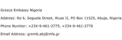 Greece Embassy Nigeria Address Contact Number