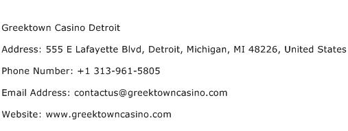 Greektown Casino Detroit Address Contact Number