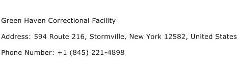 Green Haven Correctional Facility Address Contact Number