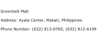 Greenbelt Mall Address Contact Number